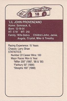 1991 JAGS #18 John Provenzano Back