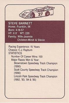 1991 JAGS #27 Steve Barnett Back