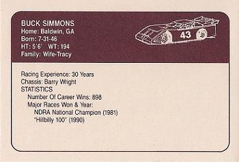 1991 JAGS #43 Buck Simmons Back