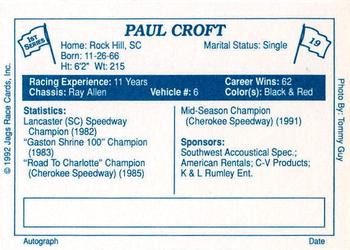 1992 JAGS #19 Paul Croft Back