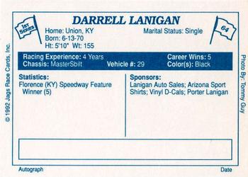 1992 JAGS #64 Darrell Lanigan Back