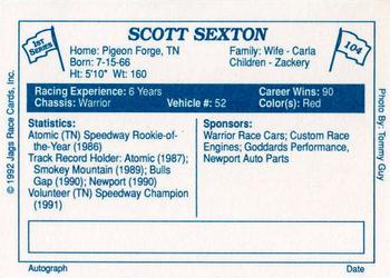 1992 JAGS #104 Scott Sexton Back