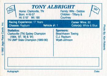 1992 JAGS #127 Tony Albright Back