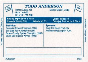 1992 JAGS #129 Todd Anderson Back
