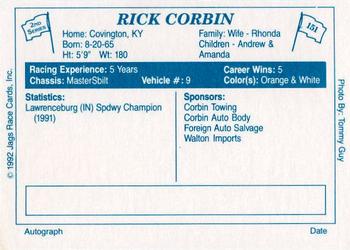 1992 JAGS #151 Rick Corbin Back