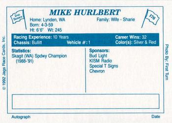 1992 JAGS #176 Mike Hurlbert Back
