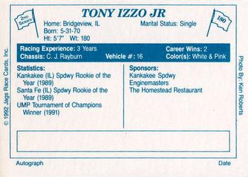 1992 JAGS #180 Tony Izzo Jr. Back