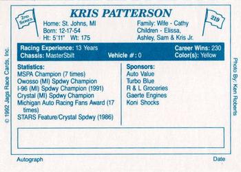 1992 JAGS #219 Kris Patterson Back