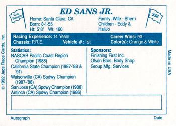 1992 JAGS #228 Ed Sans Jr. Back