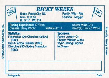 1992 JAGS #246 Ricky Weeks Back