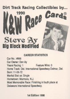 1990 K & W Dirt Track #NNO Steve Ay Back