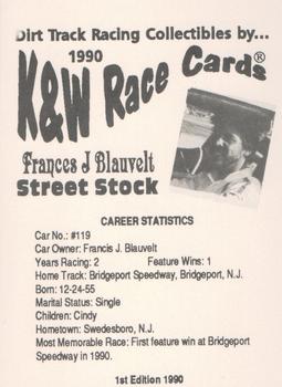 1990 K & W Dirt Track #NNO Frances Blauvelt Back