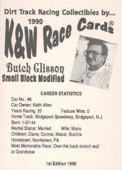 1990 K & W Dirt Track #NNO Butch Glisson Back