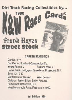 1990 K & W Dirt Track #NNO Frank Hayes Back