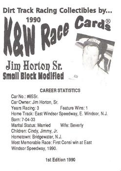 1990 K & W Dirt Track #NNO Jim Horton Sr. Back