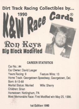 1990 K & W Dirt Track #NNO Ron Keys Back