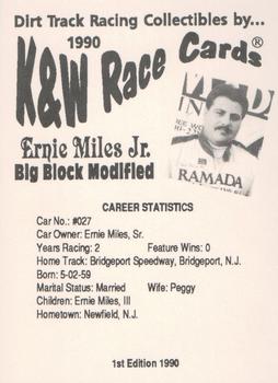 1990 K & W Dirt Track #NNO Ernie Miles Jr. Back
