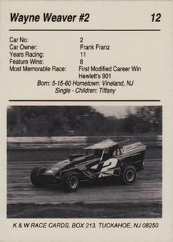 1991 K & W Dirt Track #12 Wayne Weaver Back