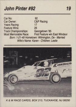 1991 K & W Dirt Track #19 John Pinter Back