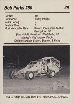 1991 K & W Dirt Track #29 Bob Parks Back