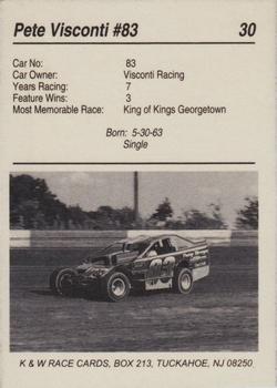 1991 K & W Dirt Track #30 Pete Visconti Back