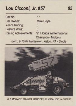 1991 K & W URC Sprints #05 Lou Cicconi, Jr. Back