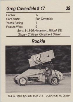 1991 K & W URC Sprints #39 Greg Coverdale Back