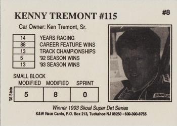 1994 K & W Dirt Track #8 Kenny Tremont Back