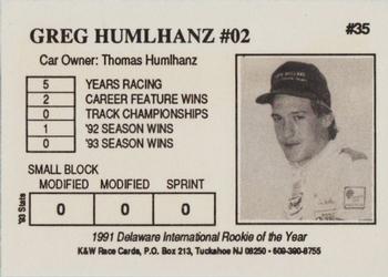 1994 K & W Dirt Track #35 Greg Humlhanz Back