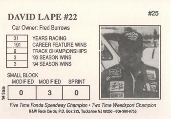 1995 K&W Dirt Track #25 David Lape Back