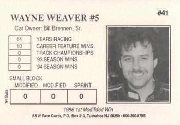 1995 K&W Dirt Track #41 Wayne Weaver Back