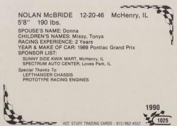 1990 Hot Stuff #1025 Nolan McBride Back
