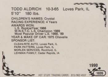 1990 Hot Stuff #1035 Todd Aldrich Back
