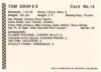 1991 Langenberg Hot Stuff Rockford Speedway #14 Tom Graves Back