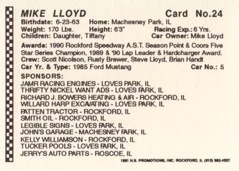 1991 Langenberg Hot Stuff Rockford Speedway #24 Mike Lloyd Back