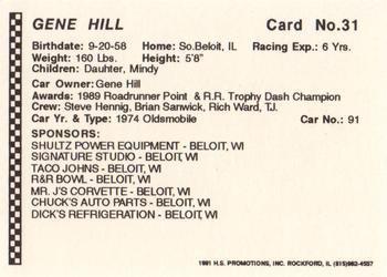 1991 Langenberg Hot Stuff Rockford Speedway #31 Gene Hill Back