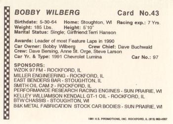1991 Langenberg Hot Stuff Rockford Speedway #43 Bobby Wilberg Back