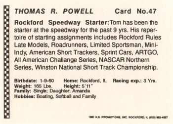 1991 Langenberg Hot Stuff Rockford Speedway #47 Thomas Powell Back