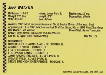 1992 Langenberg Flash Rockford Speedway #NNO Jeff Watson Back