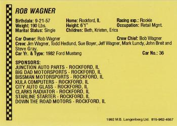 1992 Langenberg Flash Rockford Speedway #NNO Rob Wagner Back