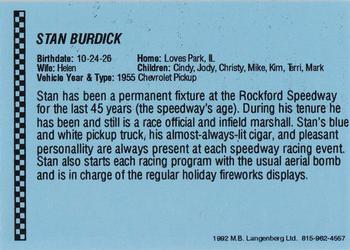 1992 Langenberg Flash Rockford Speedway #NNO Stan Burdick Back
