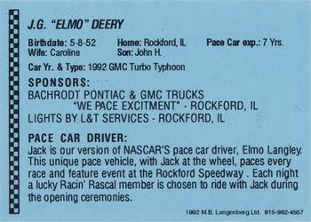 1992 Langenberg Flash Rockford Speedway #NNO GMC Typhoon Pace Vehicle Back
