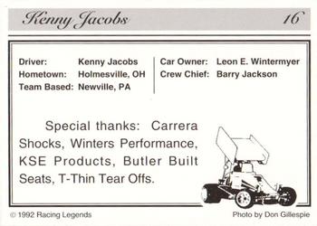 1992 Racing Legends Sprints #16 Kenny Jacobs' Car Back