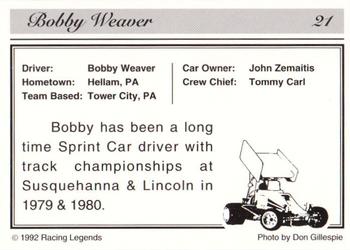 1992 Racing Legends Sprints #21 Bobby Weaver's Car Back