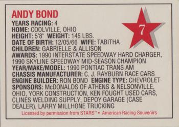 1992 Stars Go Mart #7 Andy Bond Back