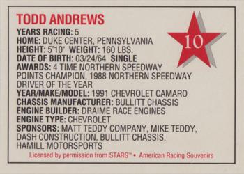 1992 Stars Go Mart #10 Todd Andrews Back