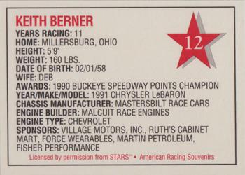 1992 Stars Go Mart #12 Keith Berner Back