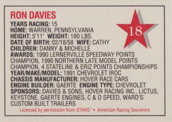 1992 Stars Go Mart #18 Ron Davies Back