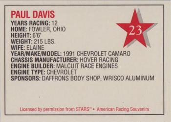 1992 Stars Go Mart #23 Paul Davis Back