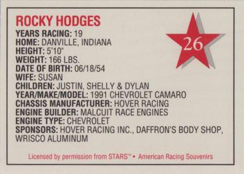 1992 Stars Go Mart #26 Rocky Hodges Back